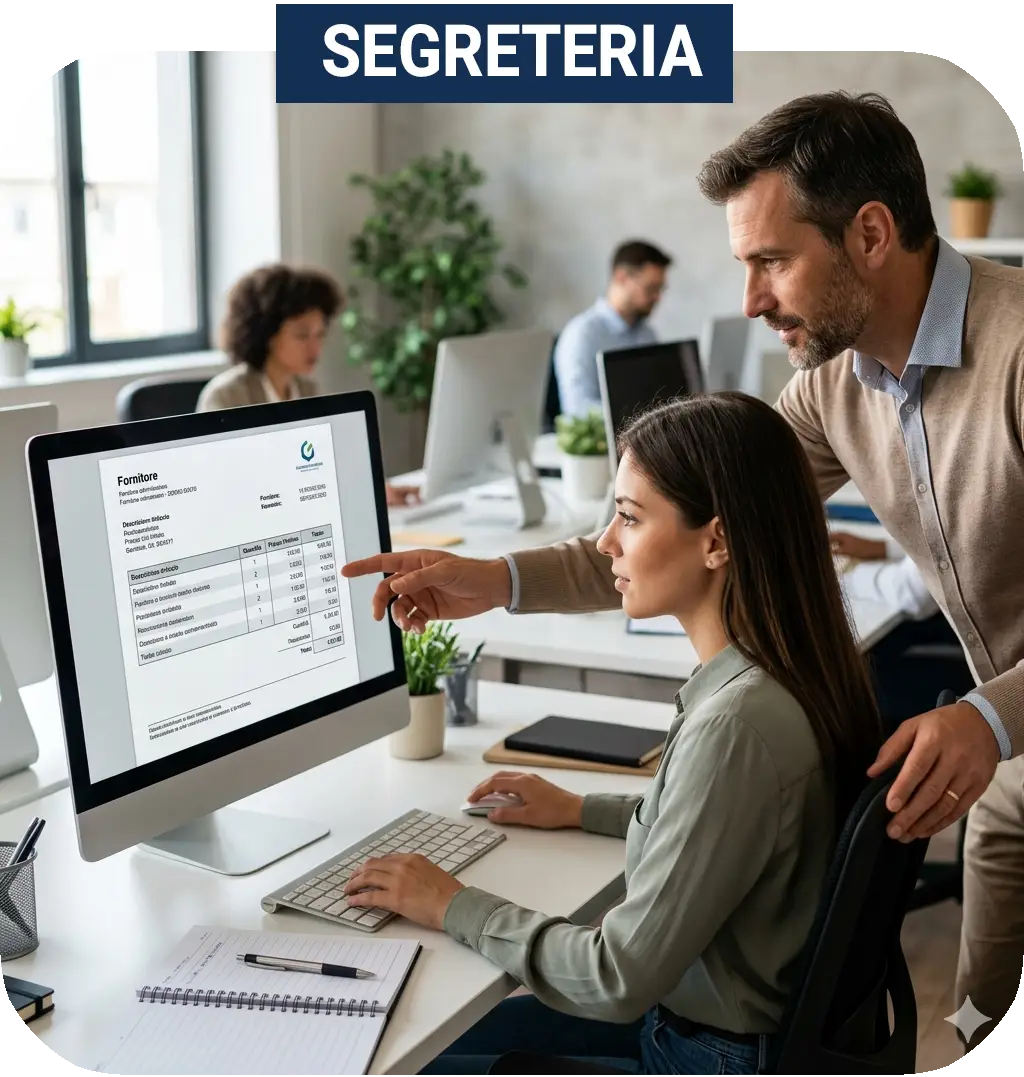 Professionista in ufficio durante il corso di segreteria amministrativa e contabilità GOL